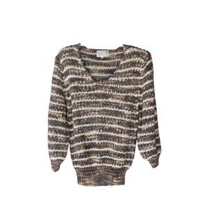 Vintage Women's The May CO. Knit V Neck Puff Sleeve Pullover Sweater M